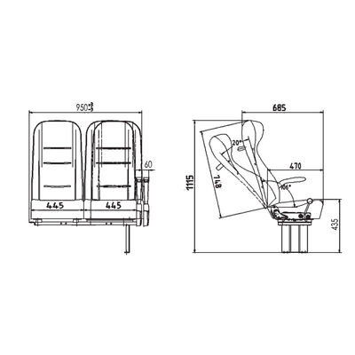 950mm General Seat Marine Boat Coach Seats for Customer Requirements